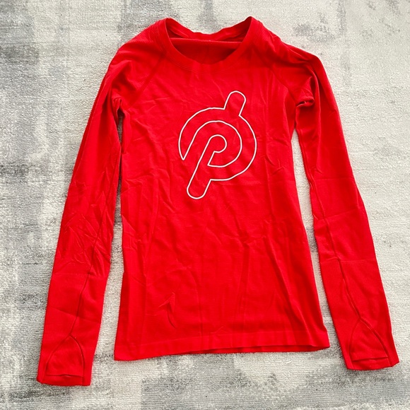 lululemon athletica Tops - Lululemon Swiftly Peloton Long Sleeve Shirt Red/Orange Size 4